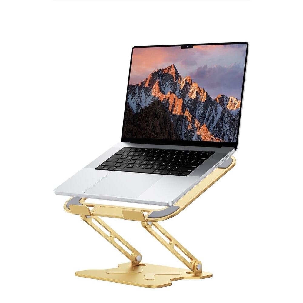 JCZT Adjustable Laptop Stand Gold Foldable Aluminum Riser 10-16”